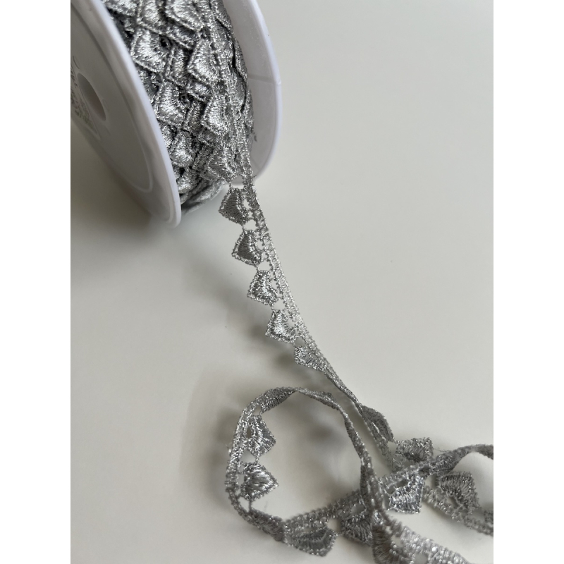 Galon guipure métallique cœur argenté 15mm x1m Batikou - 4