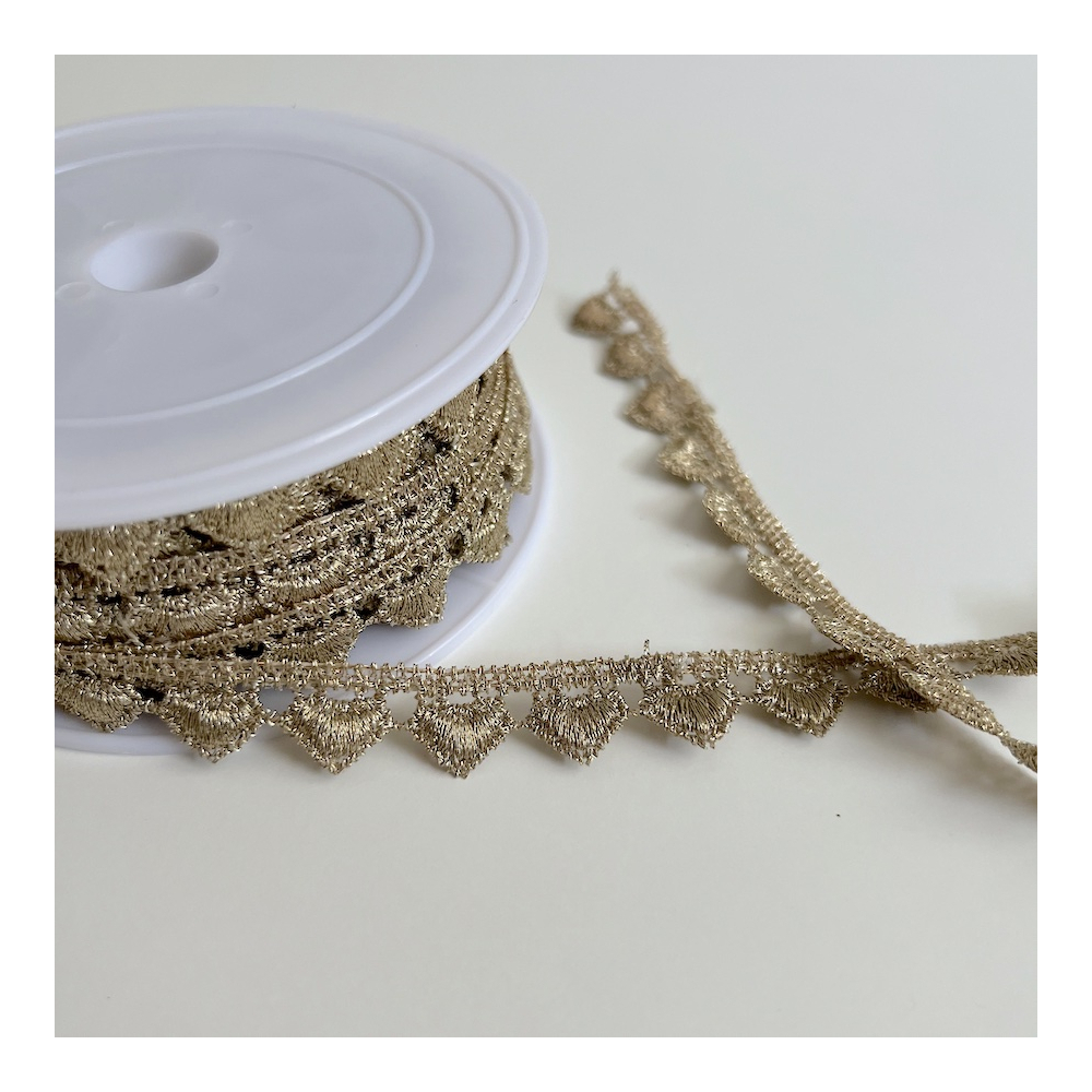 Galon guipure métallique cœur doré 15mm x1m Batikou - 1