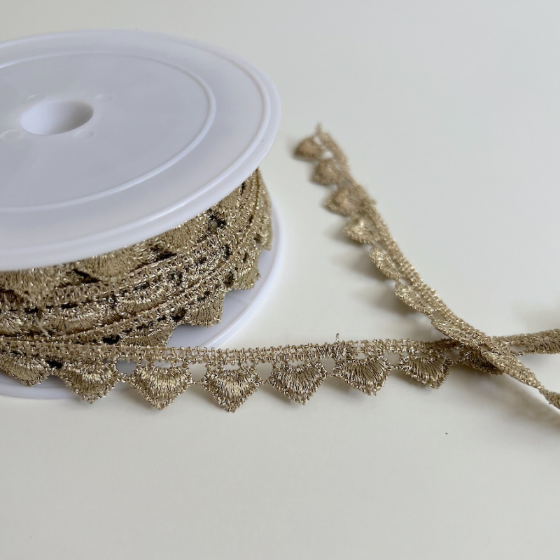 Galon guipure métallique cœur doré 15mm x1m Batikou - 1