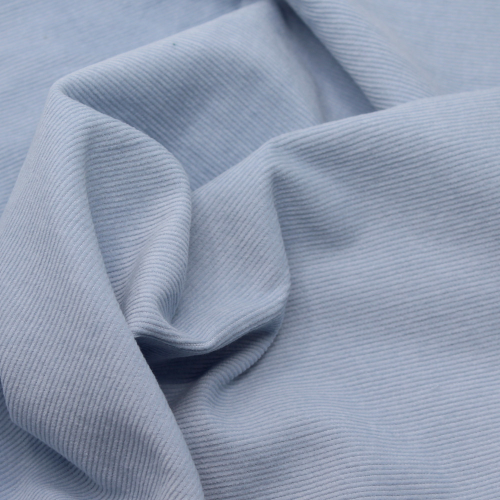 Velours milleraies coton organique coloris BLEU clair