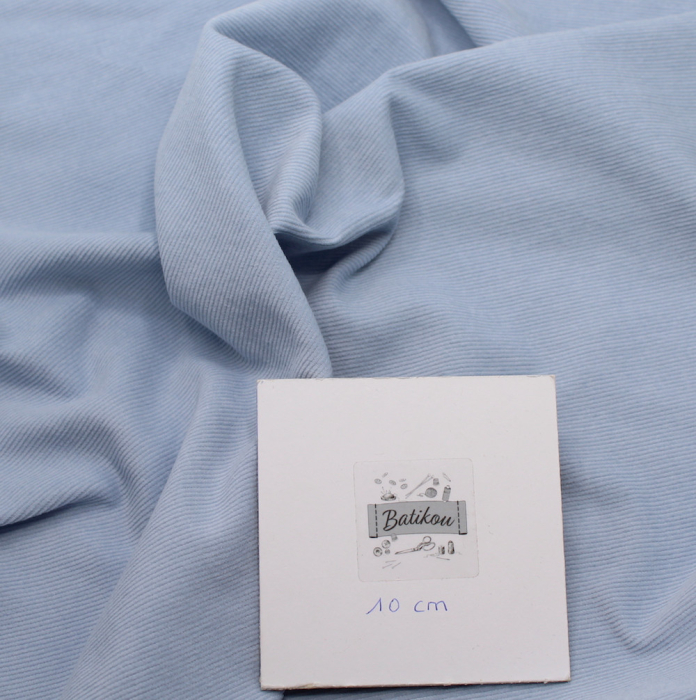 Velours milleraies coton organique coloris BLEU clair