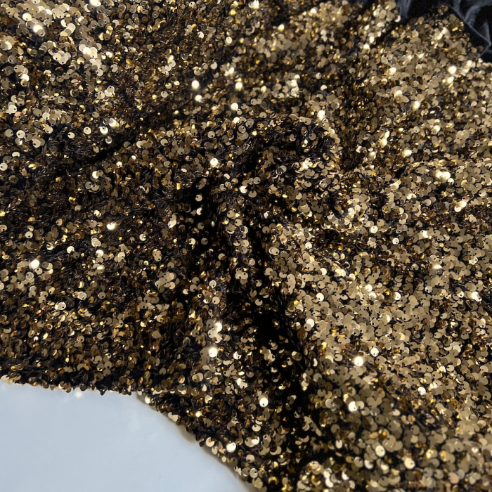 Sequins dorés sur velours noir Batikou - 1