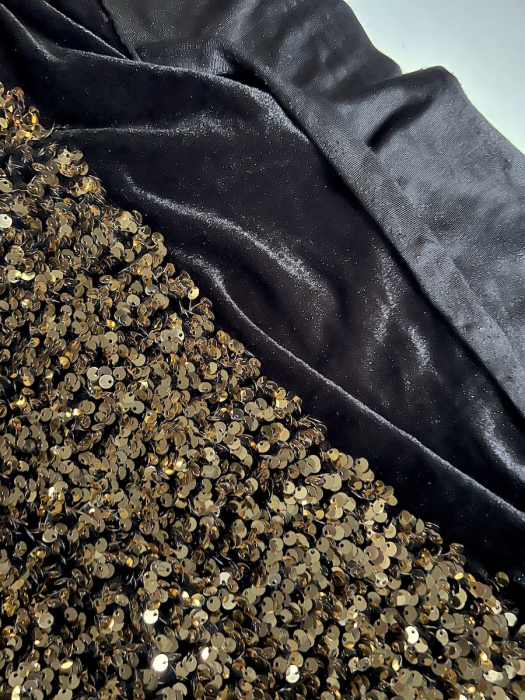Sequins dorés sur velours noir Batikou - 2