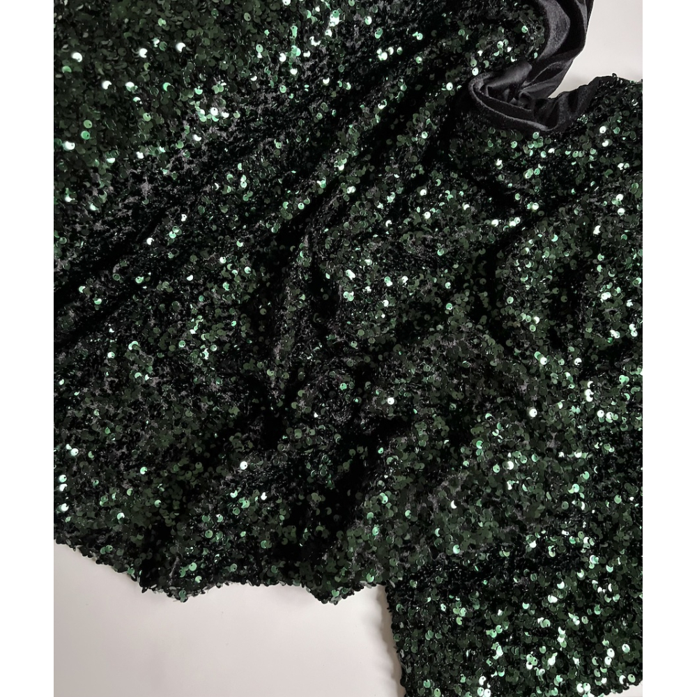 Sequins vert sapin sur velours noir Batikou - 3