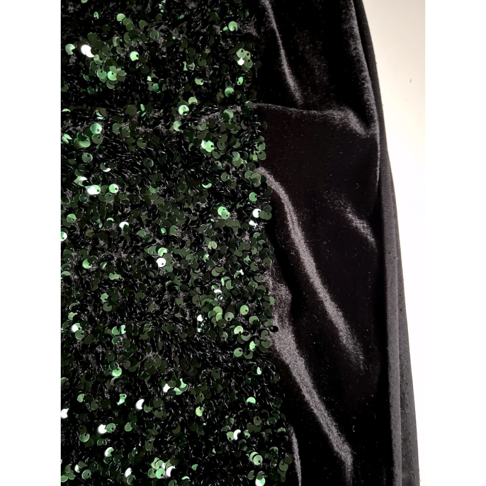 Sequins vert sapin sur velours noir Batikou - 8
