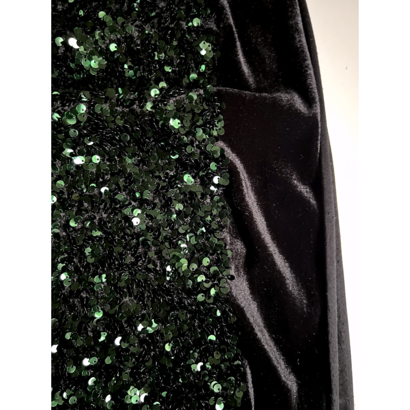 Sequins vert sapin sur velours noir Batikou - 8