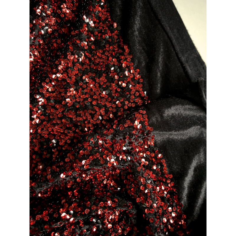 Sequins rouge sur velours noir Batikou - 8