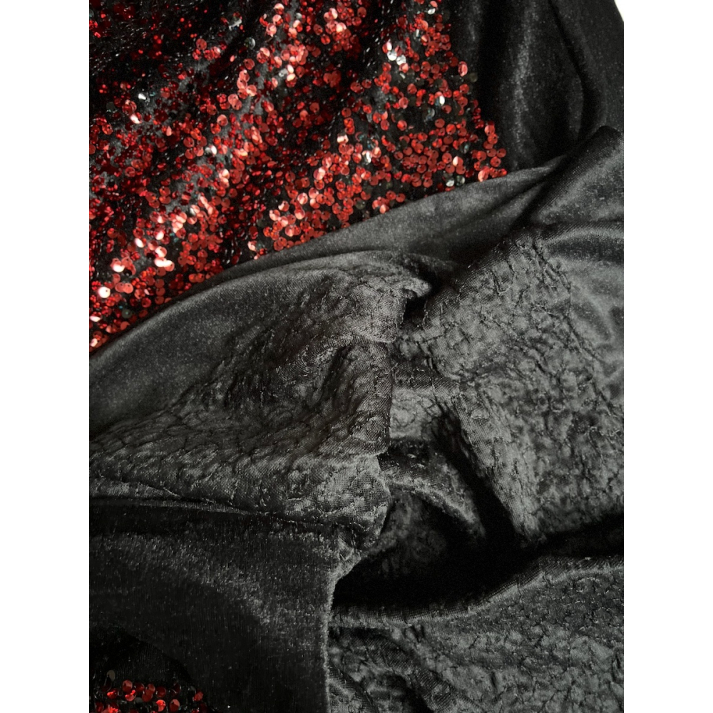 Sequins rouge sur velours noir Batikou - 9