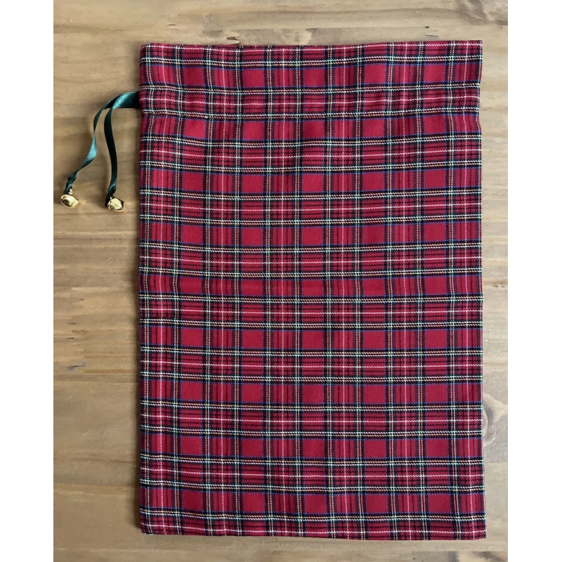 Pochon en tartan Santa avec lien en satin et grelots Batikou - 3