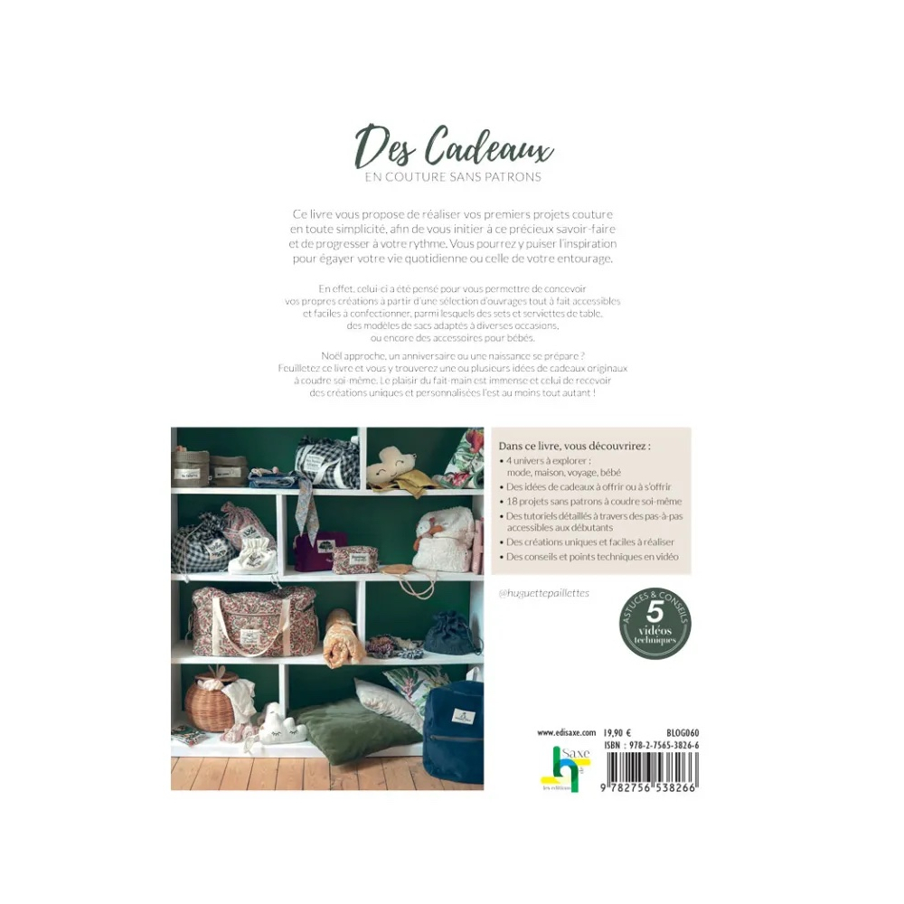 Livre Des cadeaux en couture sans patrons par Huguette Paillettes  - 22