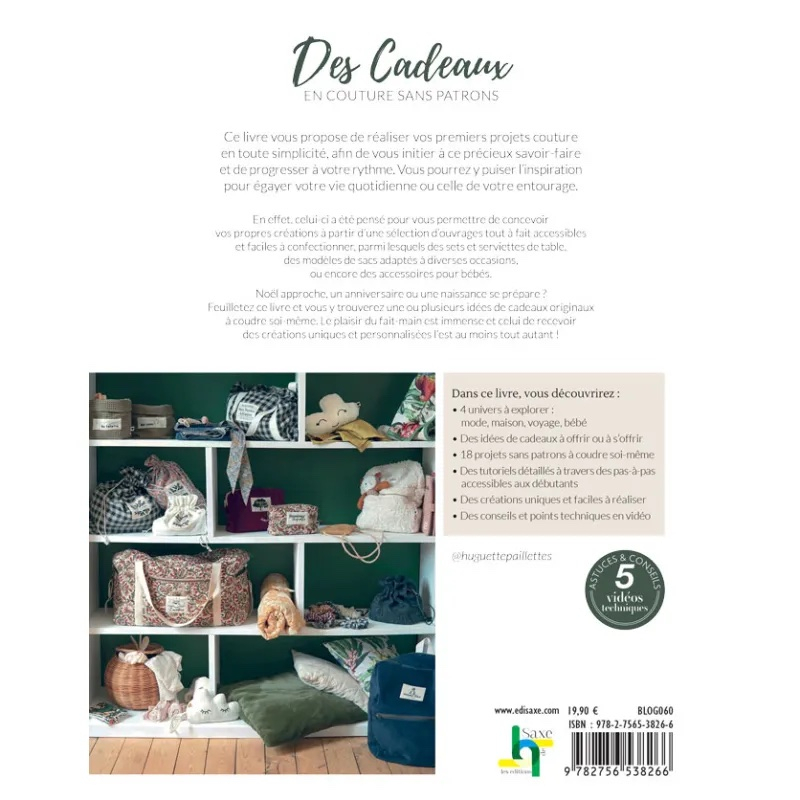 Livre Des cadeaux en couture sans patrons par Huguette Paillettes  - 22