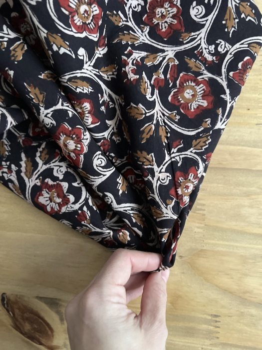 Tissu indien coton hand block traditionnel Noir Batikou - 2