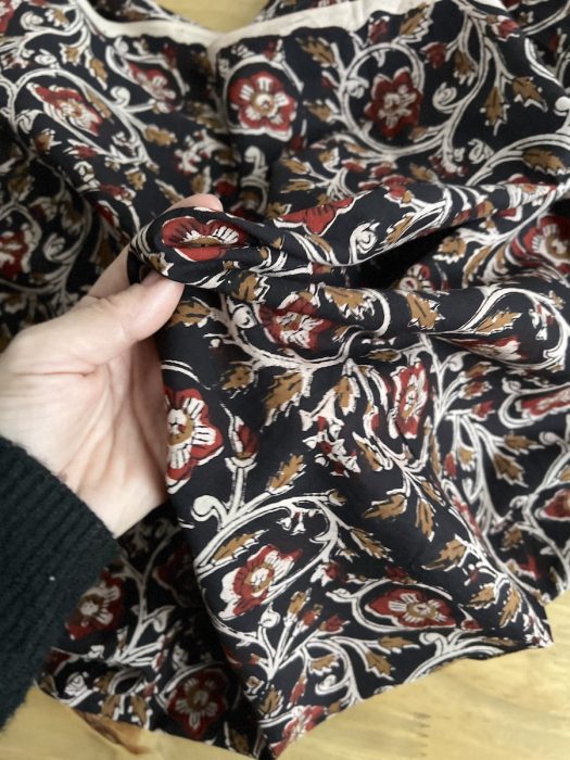 Tissu indien coton hand block traditionnel Noir Batikou - 7