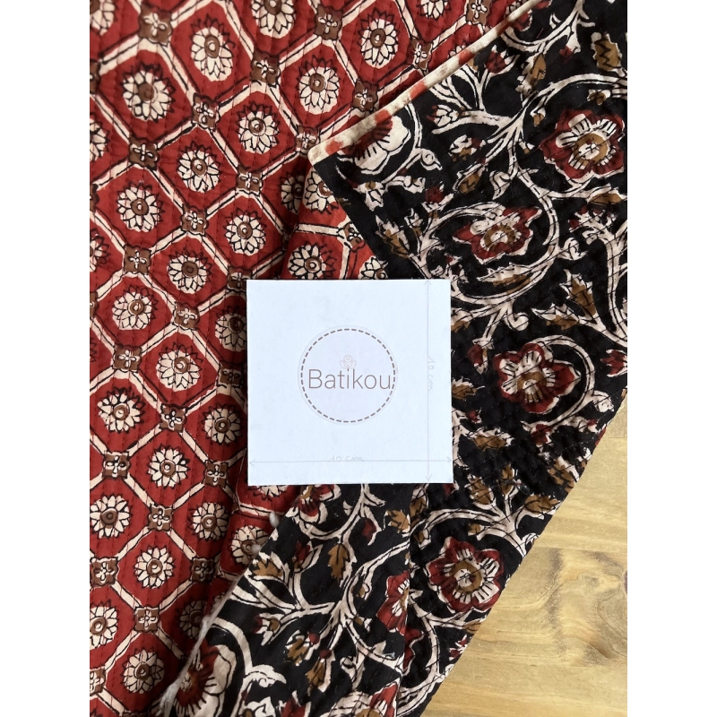 Tissu indien matelassé double face coton hand block largeur 100cm Qualité Oeko-tex - 3