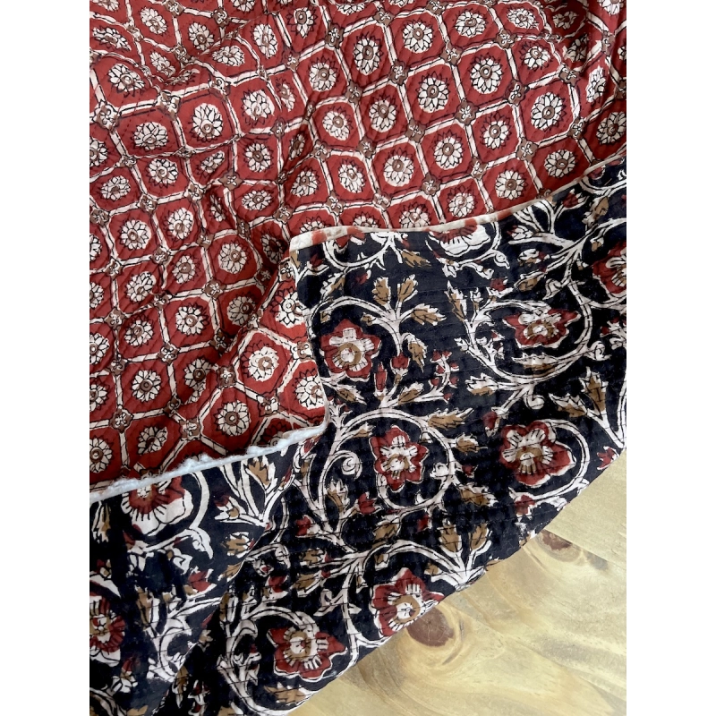 Tissu indien matelassé double face coton hand block largeur 100cm Qualité Oeko-tex - 4