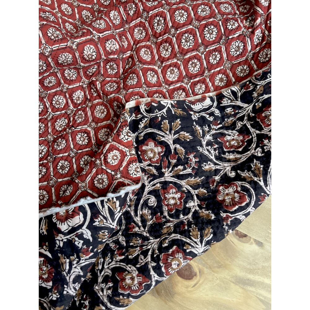 Tissu indien matelassé double face coton hand block largeur 100cm Qualité Oeko-tex - 4