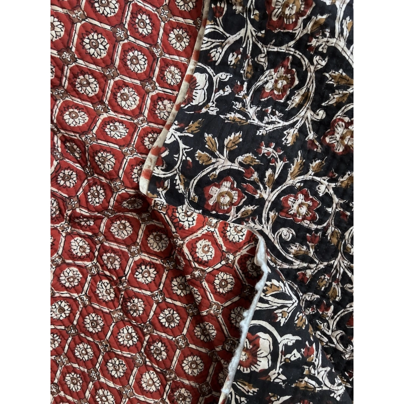 Tissu indien matelassé double face coton hand block largeur 100cm Qualité Oeko-tex - 5