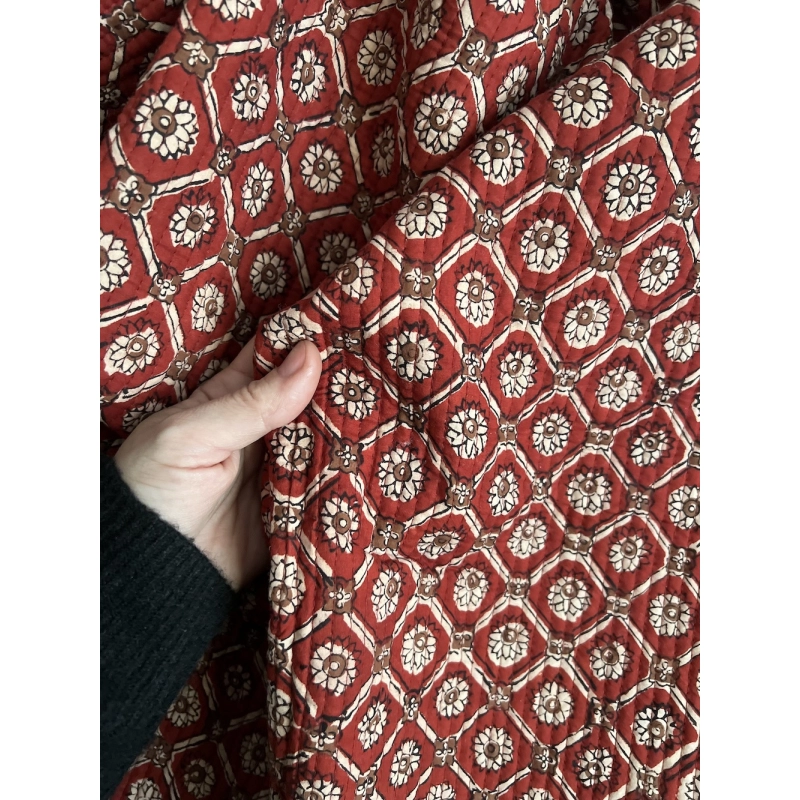 Tissu indien matelassé double face coton hand block largeur 100cm Qualité Oeko-tex - 7