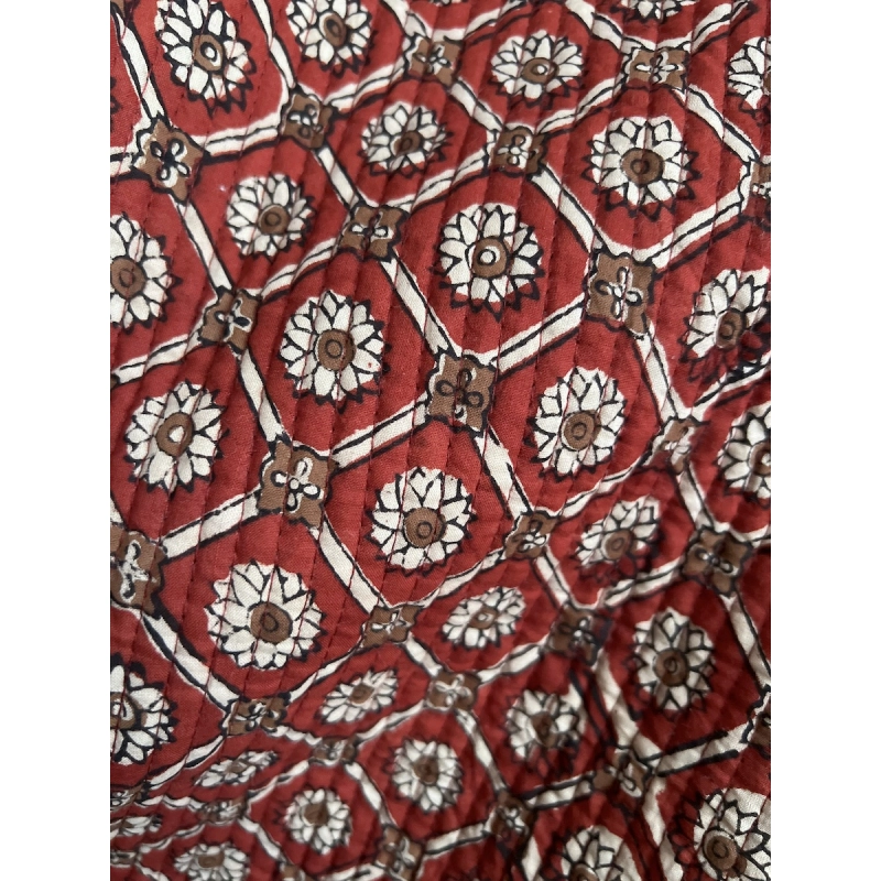 Tissu indien matelassé double face coton hand block largeur 100cm Qualité Oeko-tex - 10