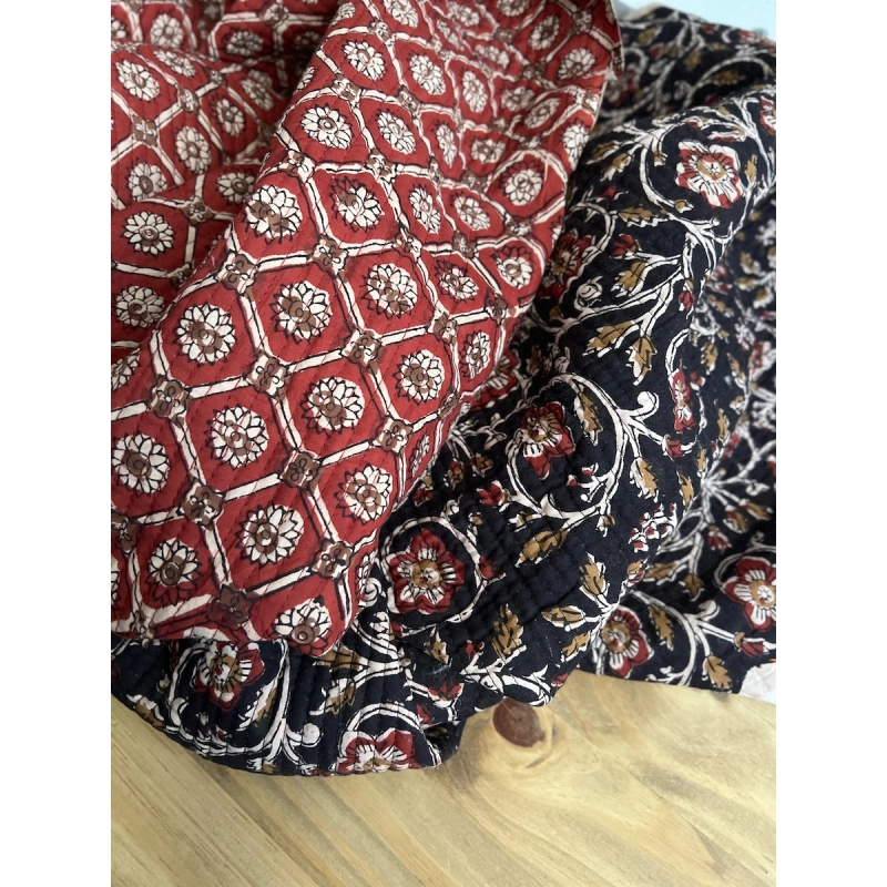 Tissu indien matelassé double face coton hand block largeur 100cm Qualité Oeko-tex - 2