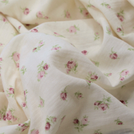 Double gaze de coton écru à motifs fleuris ROSA