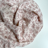 Meriem - Double gaze de coton BIO rose poudré à motifs fleuris Tissus issus de l'agriculture biologique  - 1