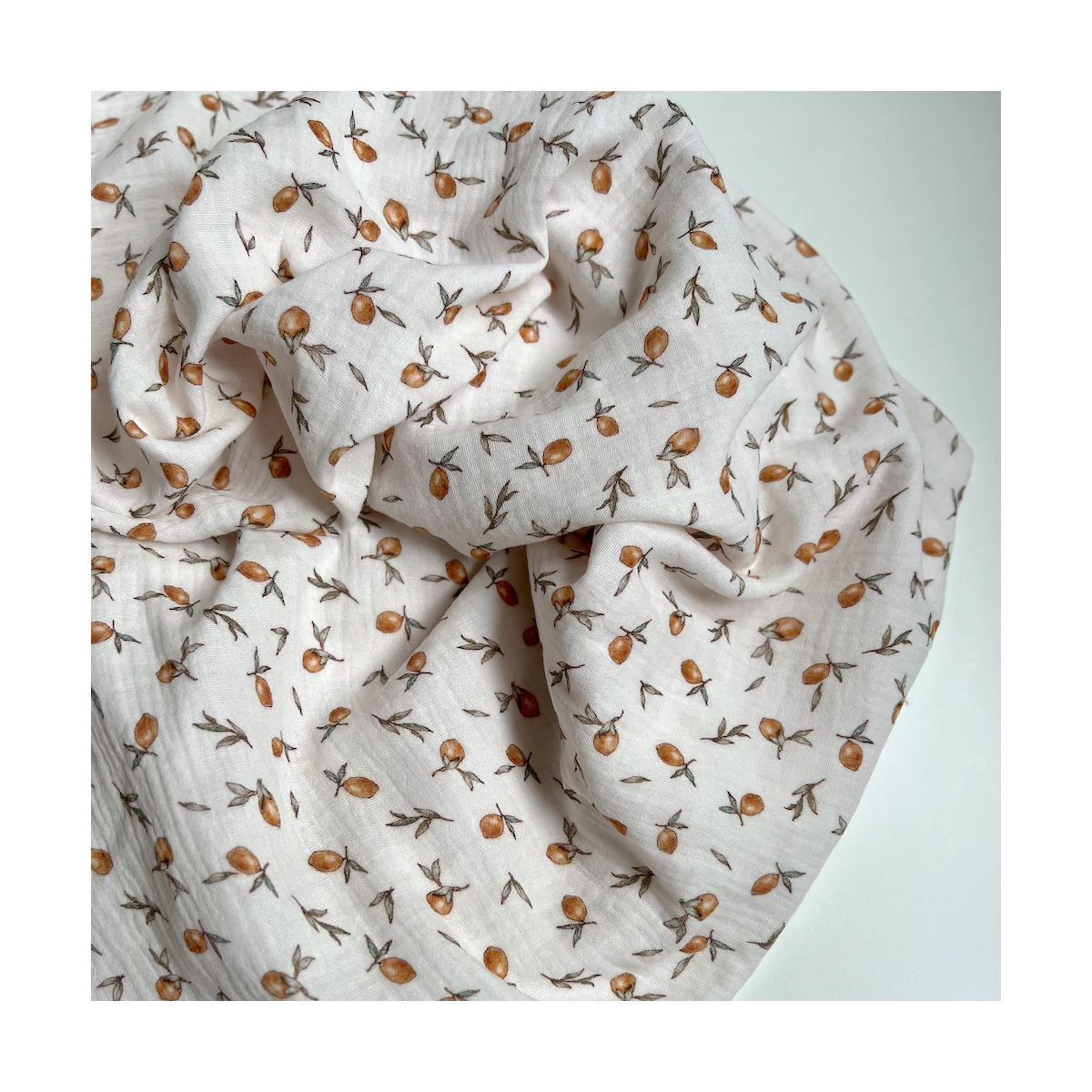 Double gaze de coton imprimé agrumes Qualité Oeko-tex - 1 Double gaze de coton imprimé agrumes Qualité Oeko-tex - 1