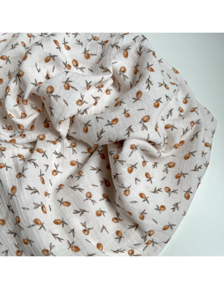 Double gaze de coton imprimé agrumes Qualité Oeko-tex - 1