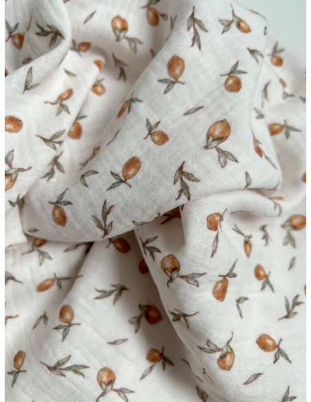 Double gaze de coton imprimé agrumes Qualité Oeko-tex - 5
