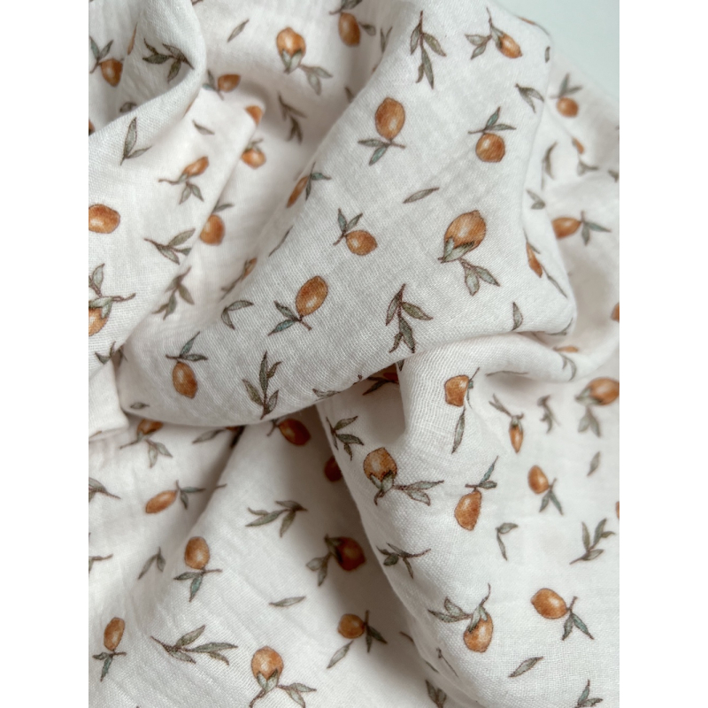 Double gaze de coton imprimé agrumes Qualité Oeko-tex - 5