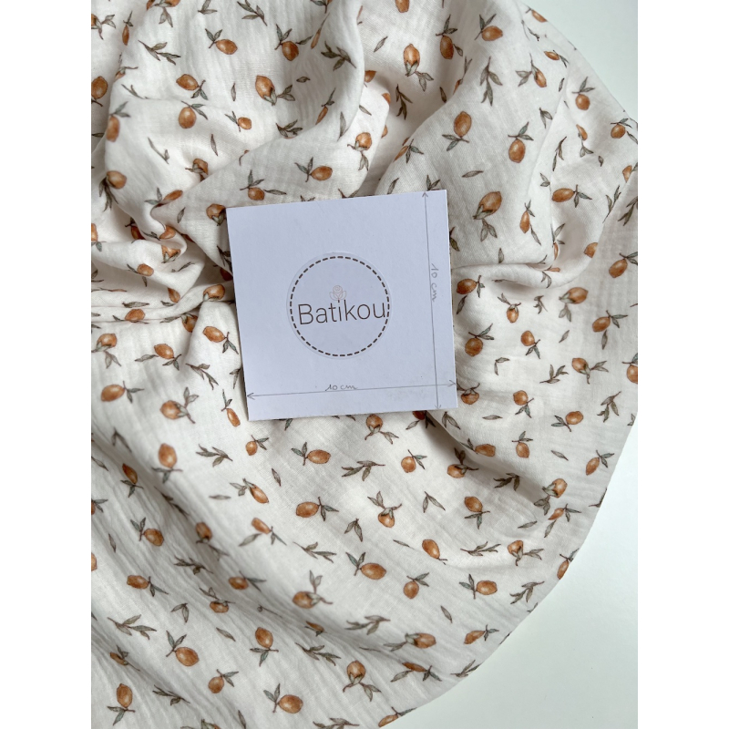 Double gaze de coton imprimé agrumes Qualité Oeko-tex - 6