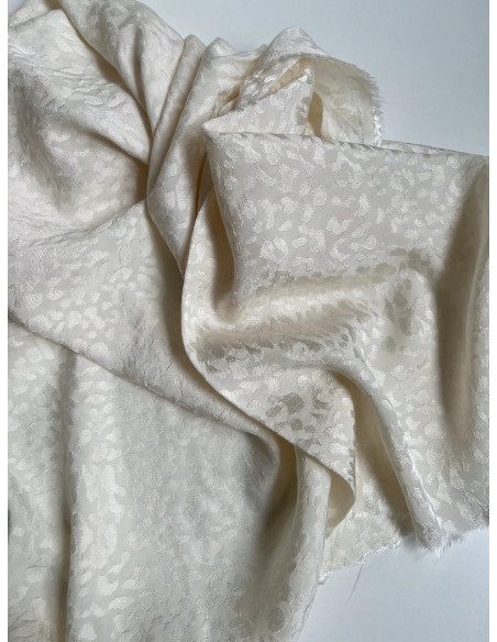 Lea - Viscose tissage jacquard graou / léopard écru Batikou - 2