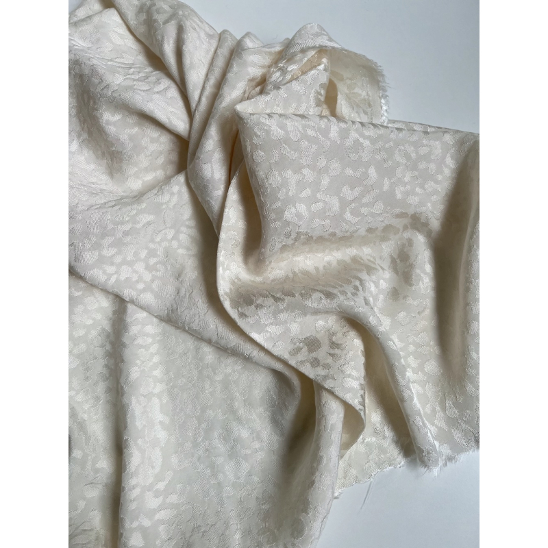 Lea - Viscose tissage jacquard graou / léopard écru Batikou - 2