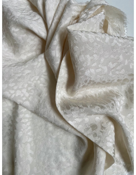 Lea - Viscose tissage jacquard graou / léopard écru Batikou - 4