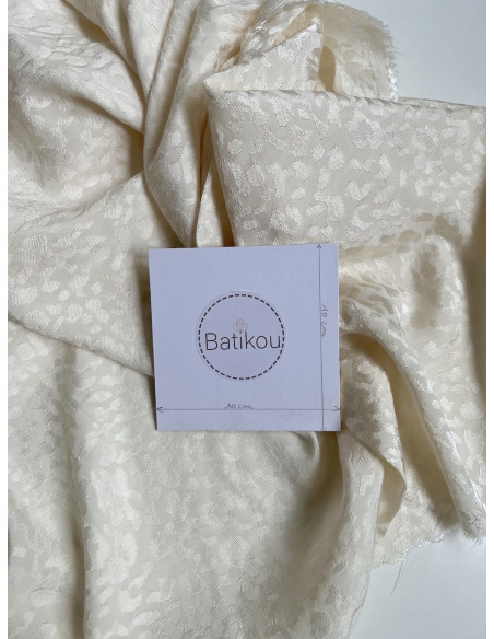 Lea - Viscose tissage jacquard graou / léopard écru Batikou - 5