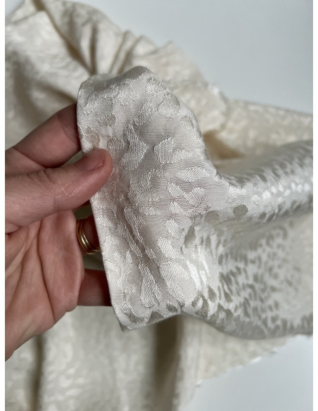 Lea - Viscose tissage jacquard graou / léopard écru Batikou - 6