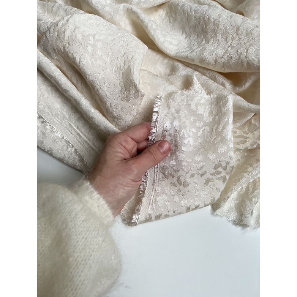 Lea - Viscose tissage jacquard graou / léopard écru Batikou - 9