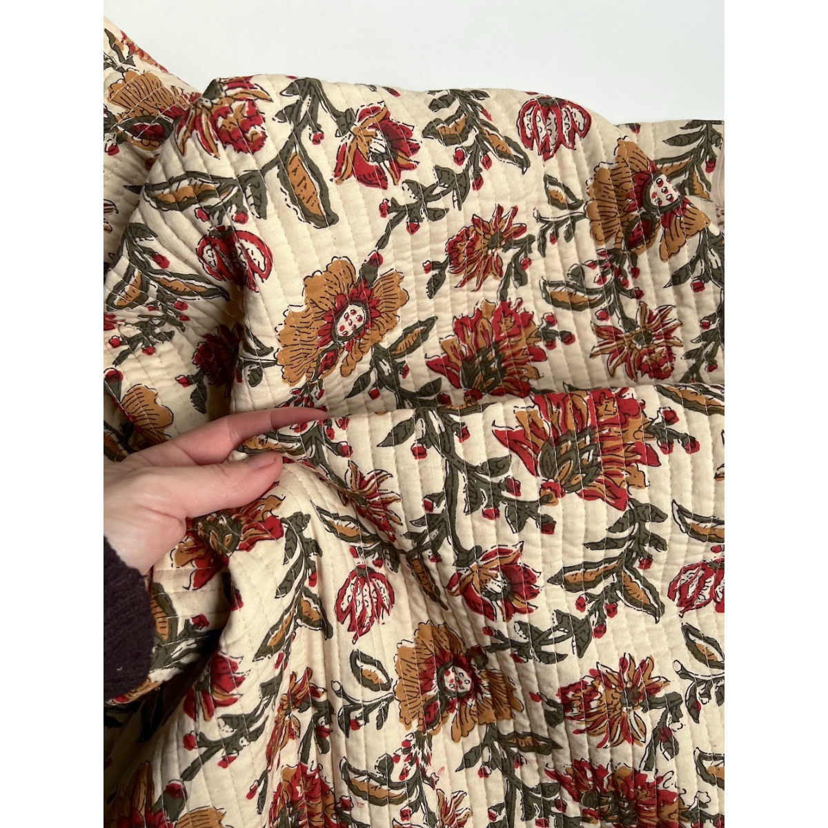 Tissu indien matelassé double face coton hand block largeur 100cm Batikou - 3 Tissu indien matelassé double face coton hand block largeur 100cm Batikou - 3