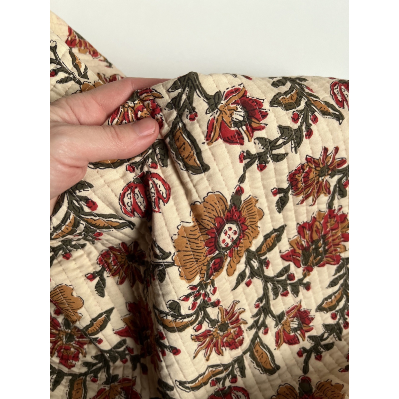 Tissu indien matelassé double face coton hand block largeur 100cm Batikou - 2