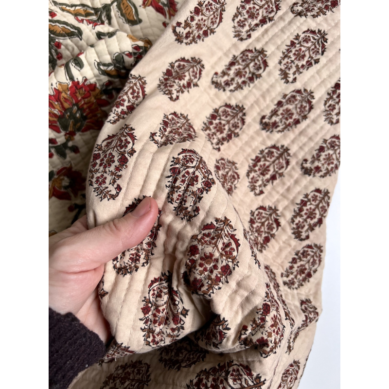 Tissu indien matelassé double face coton hand block largeur 100cm Batikou - 5