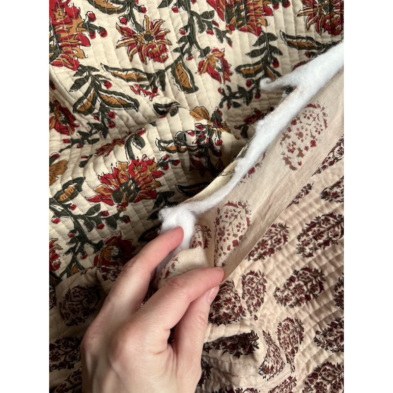 Tissu indien matelassé double face coton hand block largeur 100cm Batikou - 6