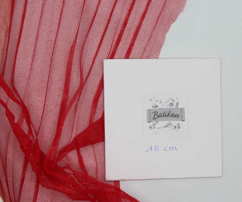 Tulle souple plissé "soleil" rouge