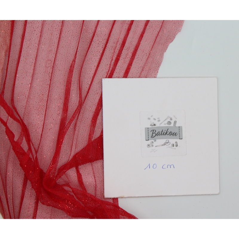 Tulle souple plissé "soleil" rouge