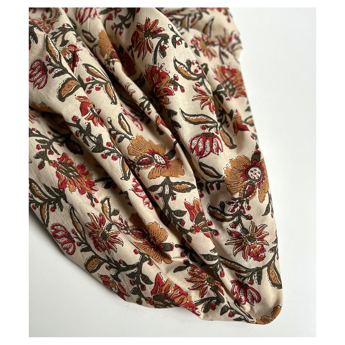 Tissu indien coton hand block traditionnel Qualité Oeko-tex - 7 Tissu indien coton hand block traditionnel Qualité Oeko-tex - 7