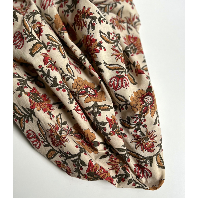 Tissu indien coton hand block traditionnel Qualité Oeko-tex - 7