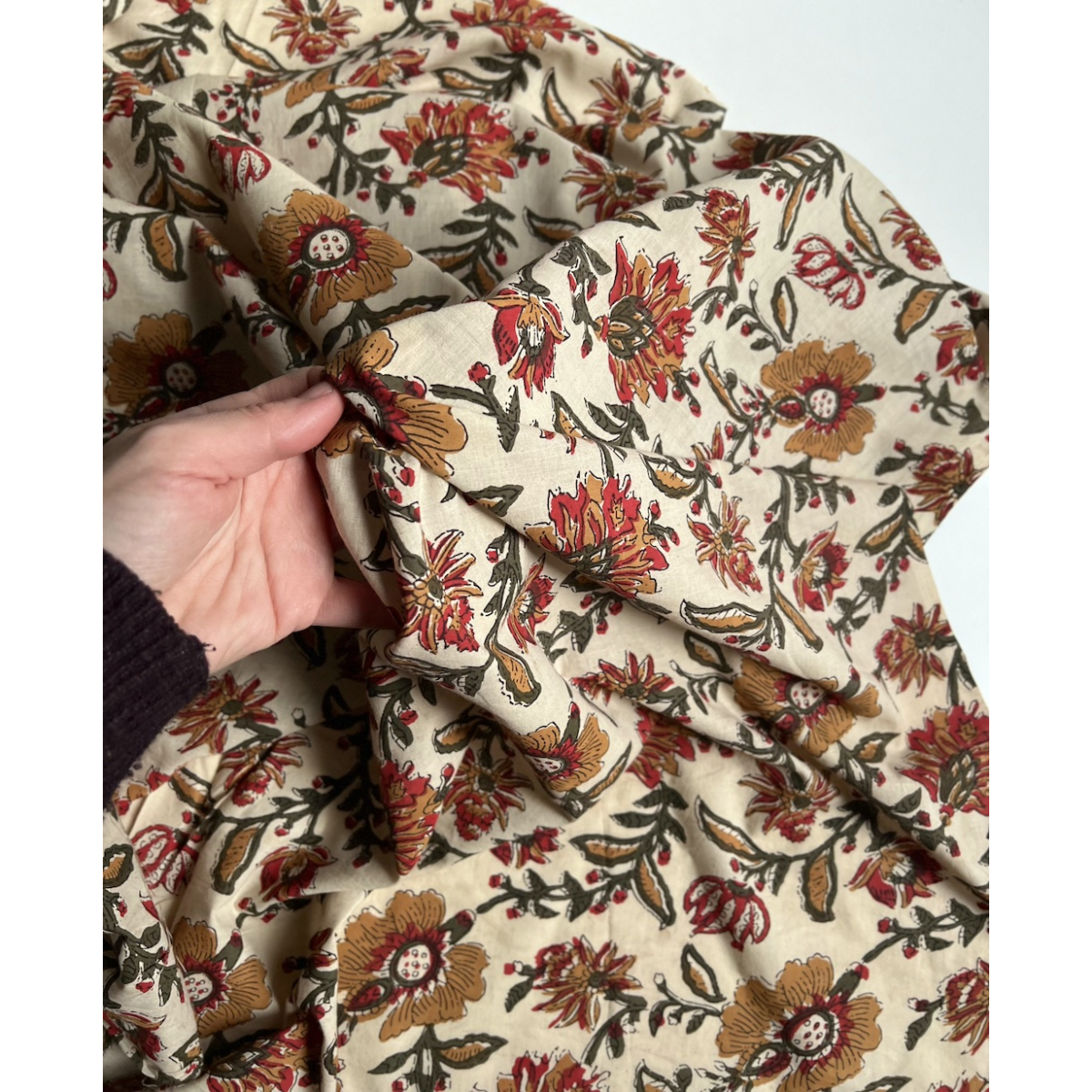 Tissu indien coton hand block traditionnel Qualité Oeko-tex - 6 Tissu indien coton hand block traditionnel Qualité Oeko-tex - 6