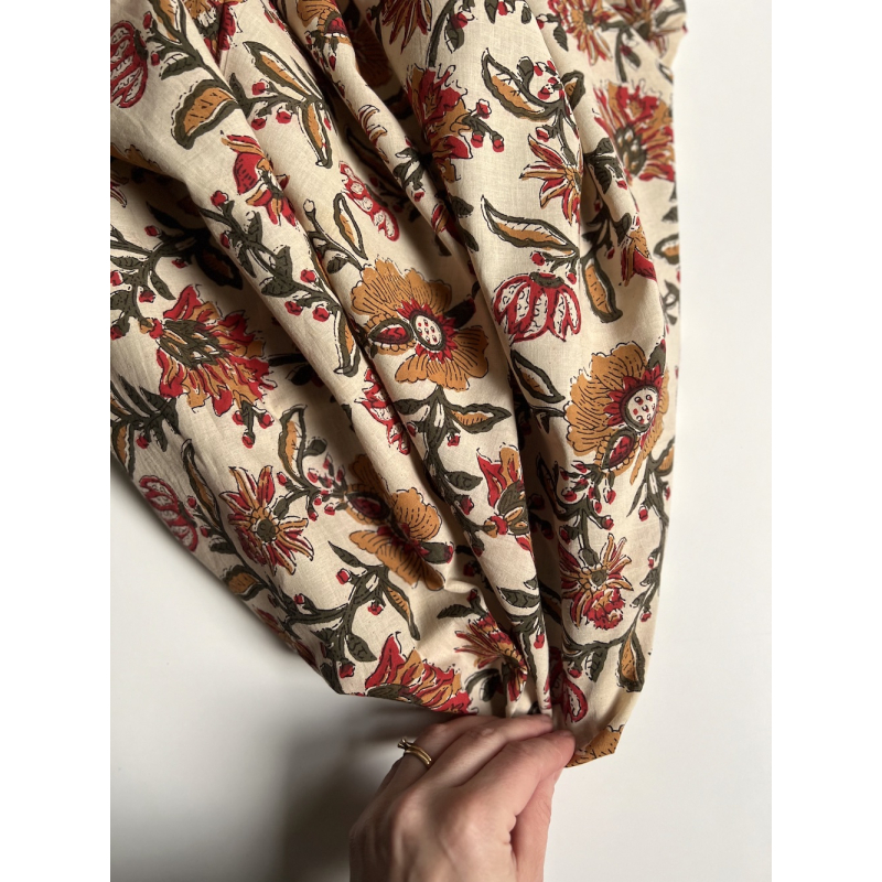 Tissu indien coton hand block traditionnel Qualité Oeko-tex - 2