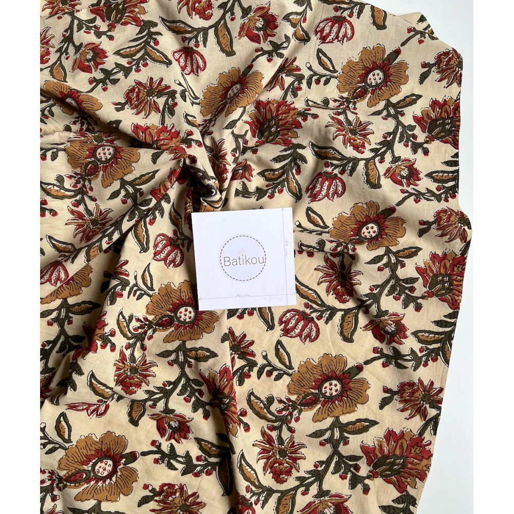 Tissu indien coton hand block traditionnel Qualité Oeko-tex - 5