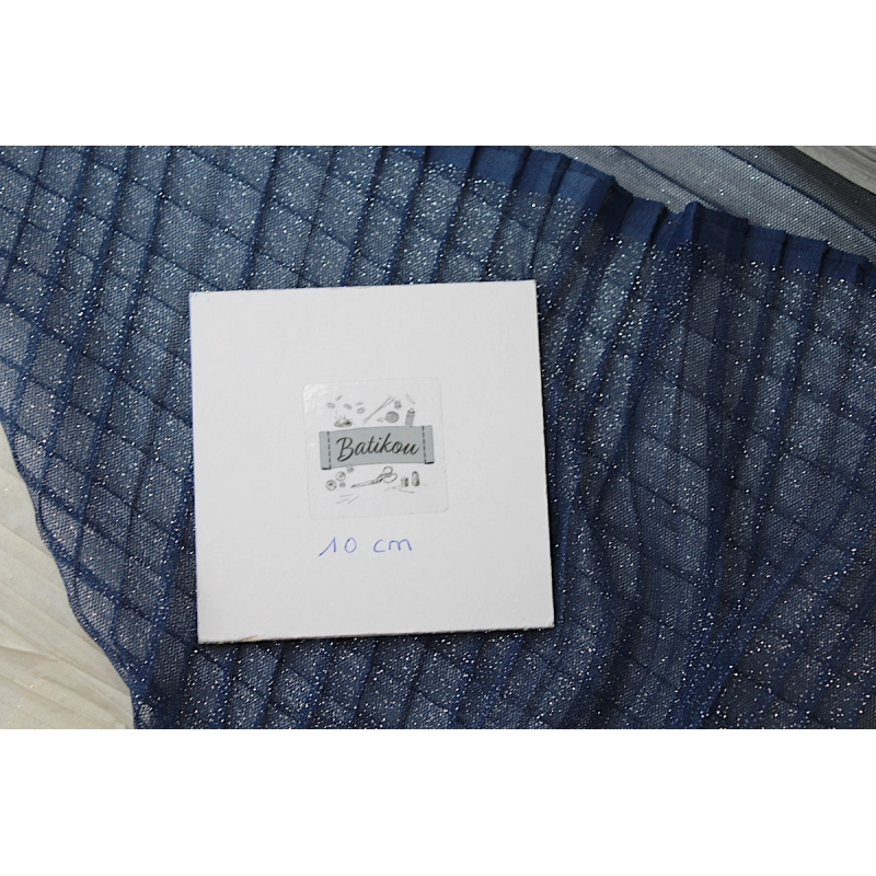Tulle souple plissé "soleil" bleu marine