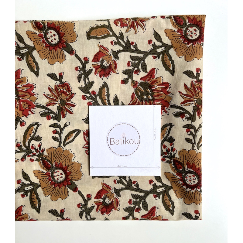 Tissu indien coton hand block traditionnel Qualité Oeko-tex - 8